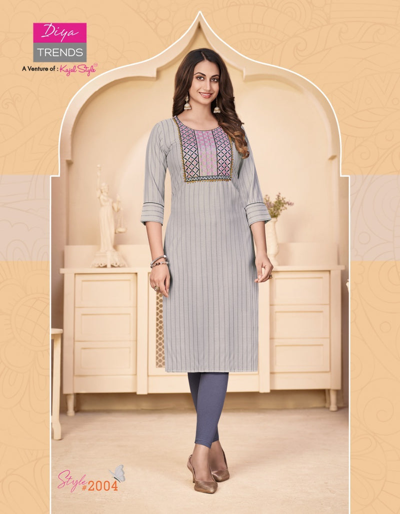 Diya Trends Fashion Story  Vol 2 Rayon Fancy Casual Office Wear Kurtis