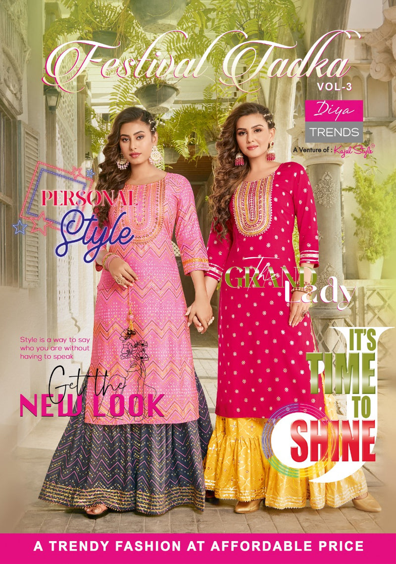 Diya Trends Tadka Vol 3 Rayon With Heavy Embroidery Work Stylish Designer Wedding Wear Fancy Kurti