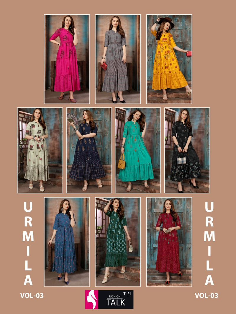Fashion Talk Urmila Vol 3 Rayon Flair Kurti In Rayon