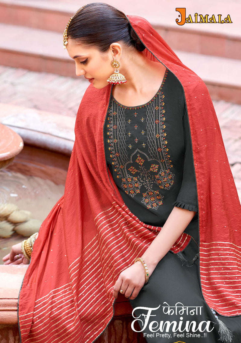 Alok Suit Femina Jam Cotton With Embroidery Work Stylish Designer Casual Look Salwar Suit