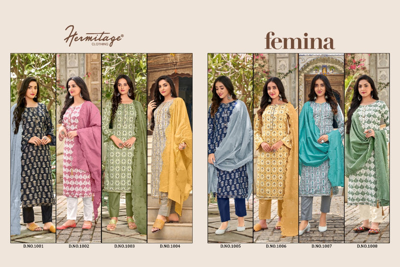 Hermitage Clothing Femina Satin Cotton Designer Party Wear Salwar Kameez With Foil Prints