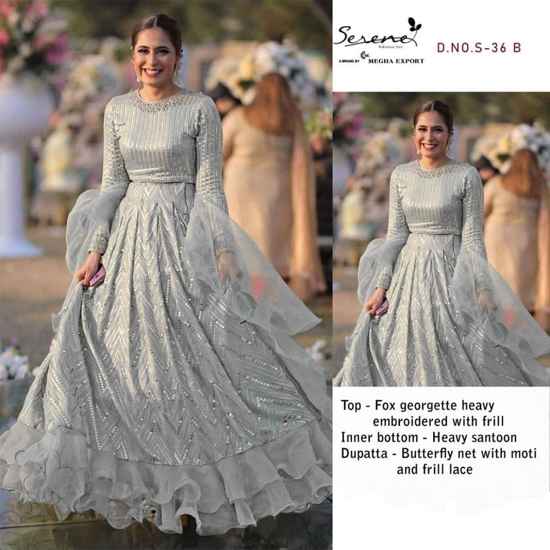 Serene Feza Georgette Designer Wedding Wear  Embroidered Suits