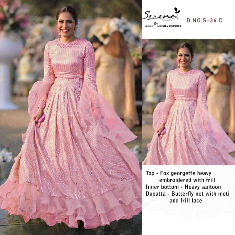 Serene Feza Georgette Designer Wedding Wear  Embroidered Suits