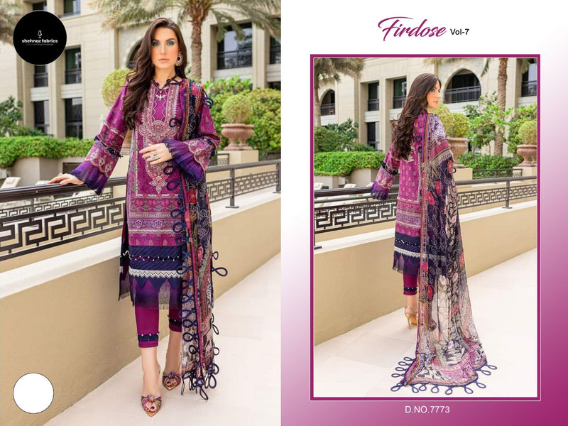 Shrhnaz Fabs Firdose Vol 7 Cotton Printed With Fancy Embroidery Work Stylish Designer Pakistani Salwar Kameez