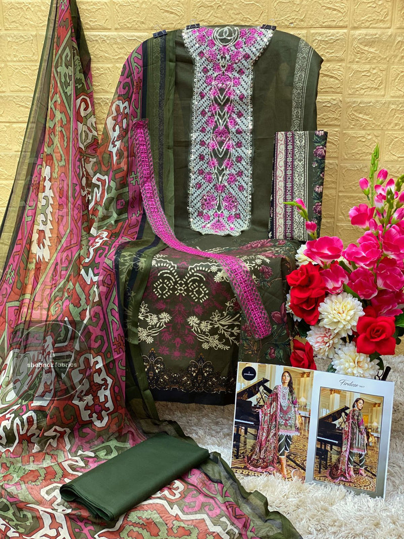 Shrhnaz Fabs Firdose Vol 7 Cotton Printed With Fancy Embroidery Work Stylish Designer Pakistani Salwar Kameez