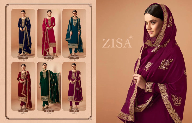 Zisa Firdosh Silk Georgette Embroidery Sequence Work Fancy Designer Partywear Salwar Kameez