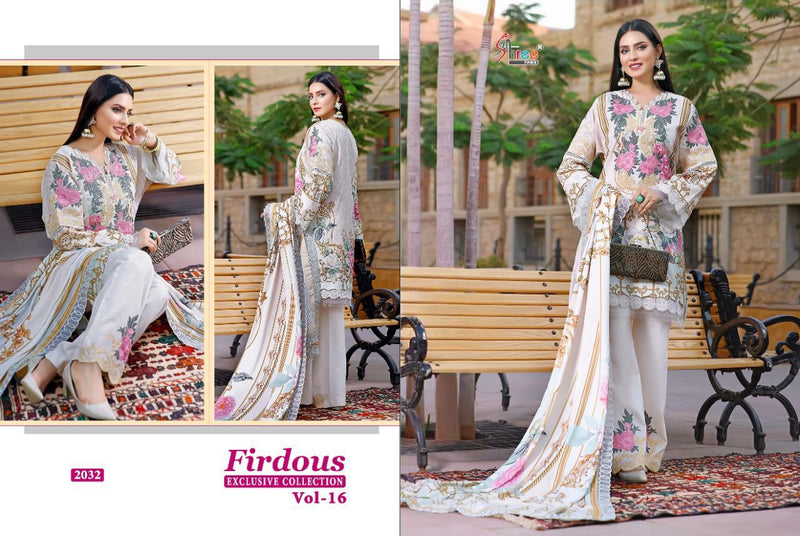 Shree Fabs Firdous Exclusive Collection 16 Cotton Lawn Print Festive Wear Embroidered Salwar Suits