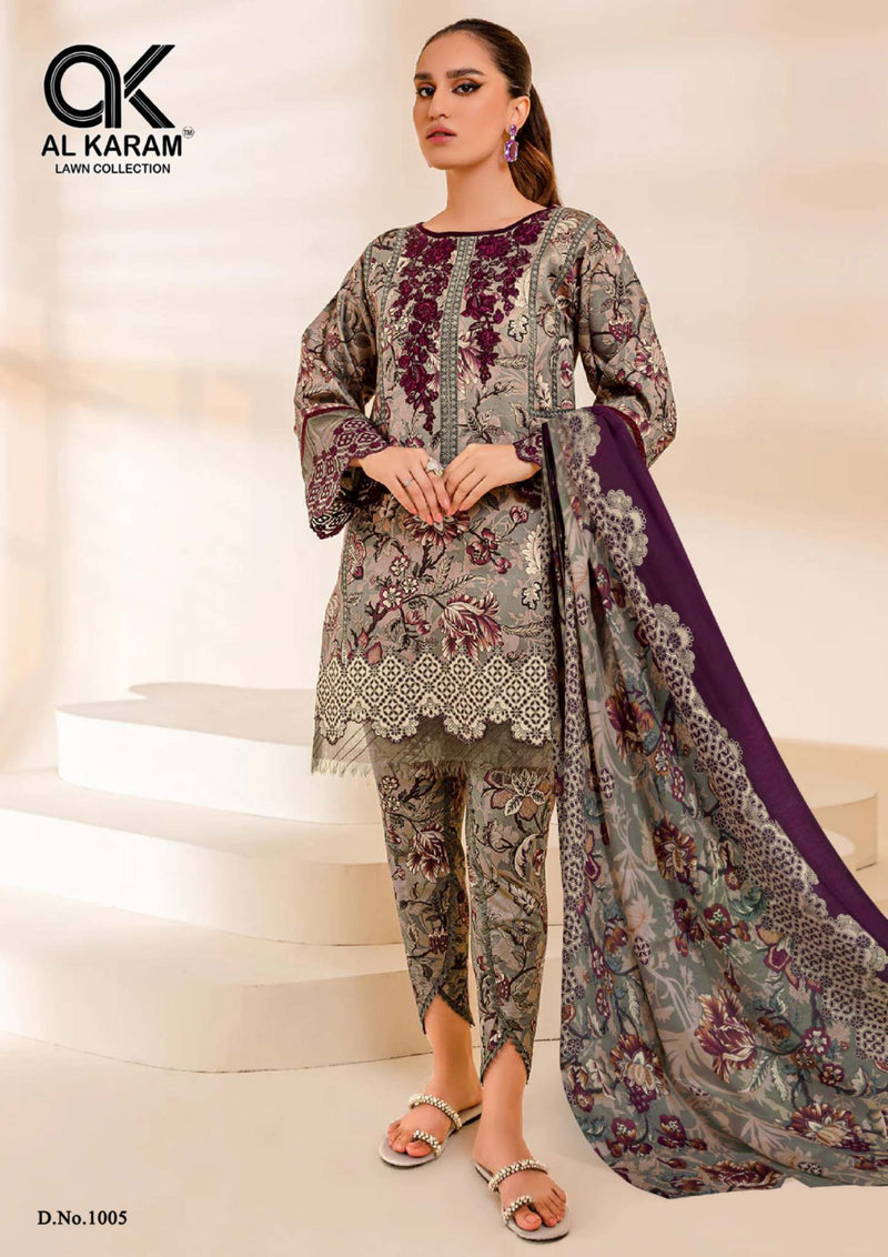 Al Karam Firdous Exclusive Collection Vol 1 Soft Cotton Print Exclusive Embroidery Work Fancy Designer Wear Salwar Suit