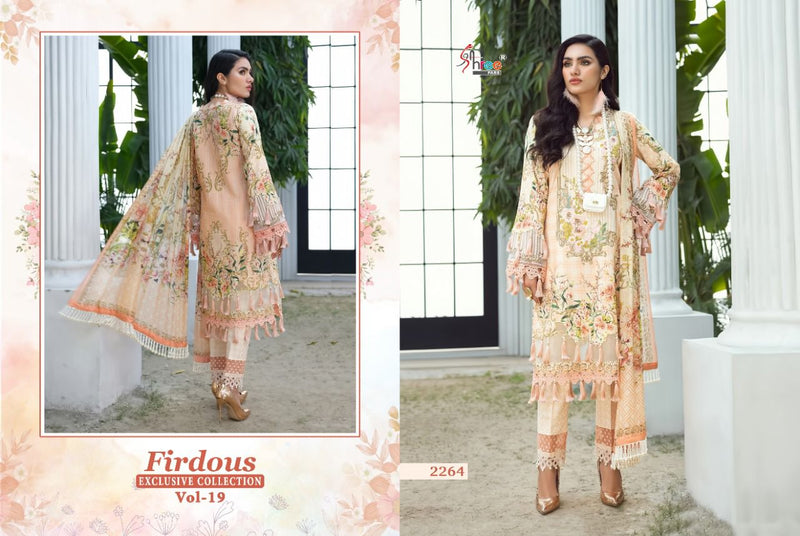 Shree Fabs Firdous Exclusive Collection Vol 19 Cotton Embroidered Pakistani Style Party Wear Salwar Suits