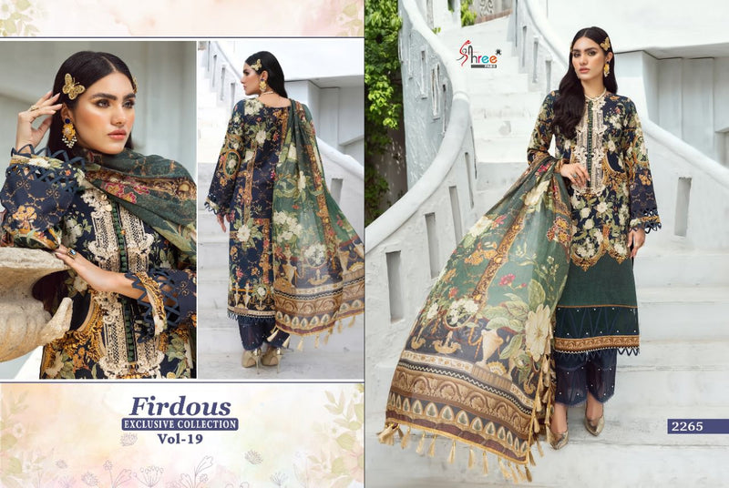 Shree Fabs Firdous Exclusive Collection Vol 19 Cotton Embroidered Pakistani Style Party Wear Salwar Suits