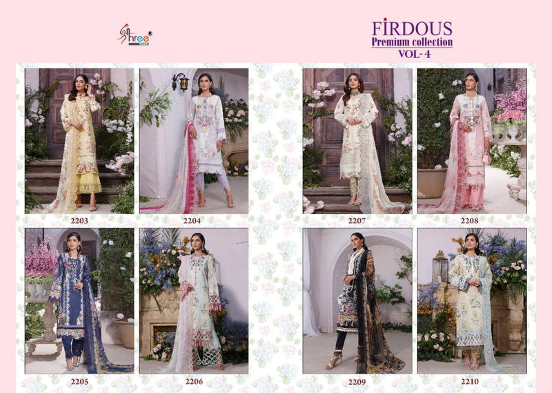 Shree Fabs Firdous Premium Collection Vol 4 Cotton Print Embroidered Pakistani Style Party Wear Salwar Kameez