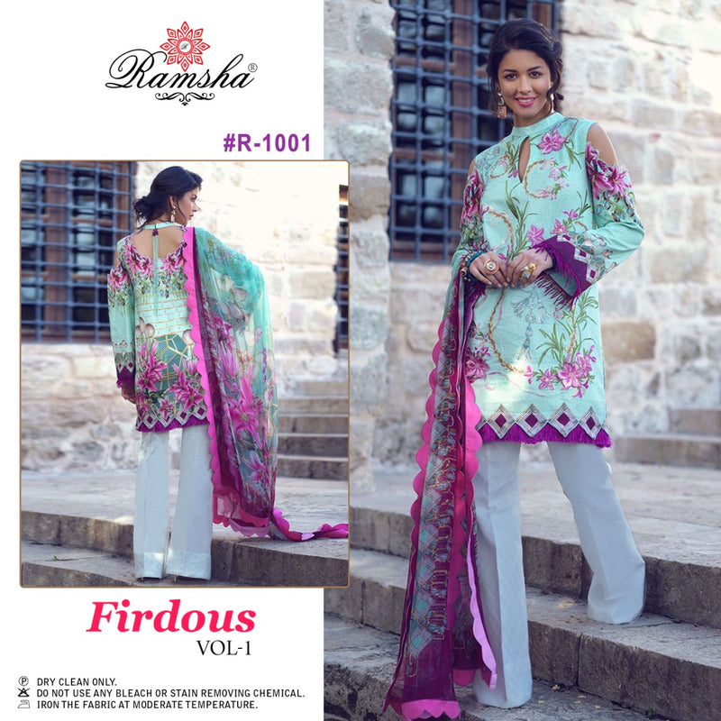 Ramsha Firdous Vol 1 Cambric Cotton Embroidered Pakistani Style Party Wear Salwar Suits