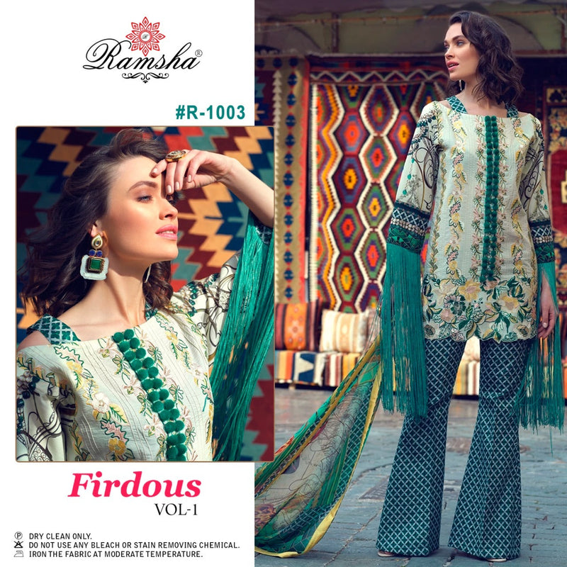 Ramsha Firdous Vol 1 Cambric Cotton Embroidered Pakistani Style Party Wear Salwar Suits