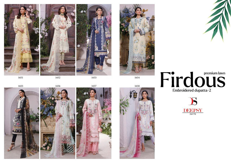 Deepsy Suits Firdous Premium Lawn 22 Vol 2 Cotton Embroidered Pakistani Style Party Wear Salwar Kameez