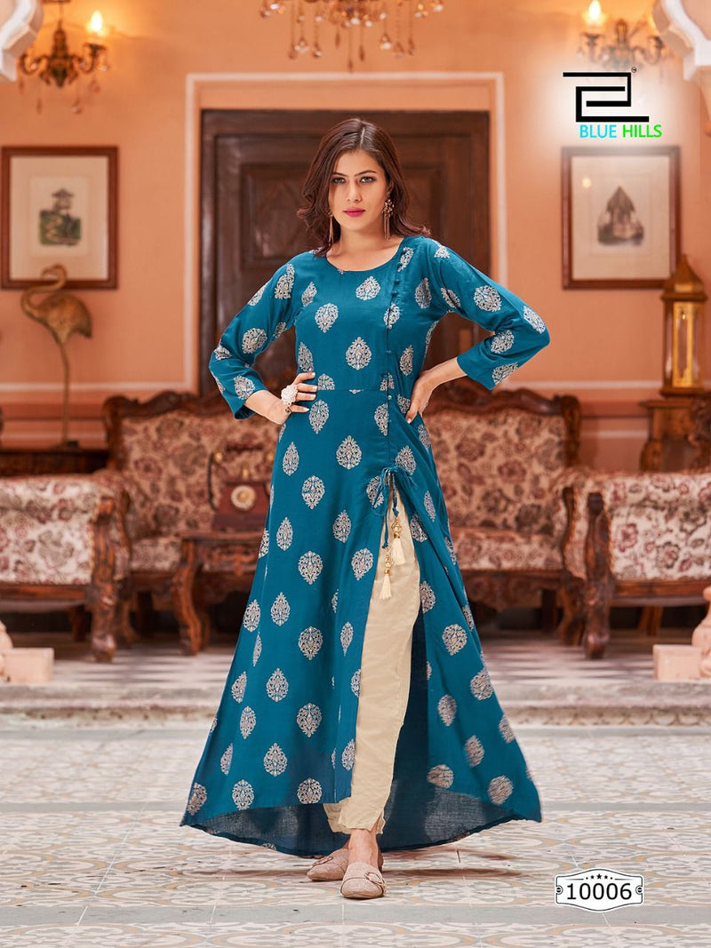 Blue Hills First Date Vol 10 Rayon With Beautiful Printed Work Stylish Designer Attractive Wear Kurti