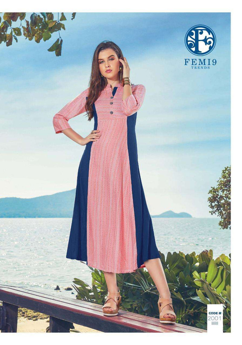 Femi9 Trends Fizzah Vol 2 Rayon Exclusive Party Wear Kurtis Collection
