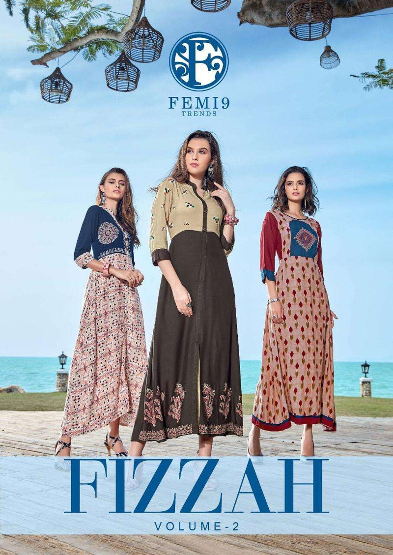 Femi9 Trends Fizzah Vol 2 Rayon Exclusive Party Wear Kurtis Collection