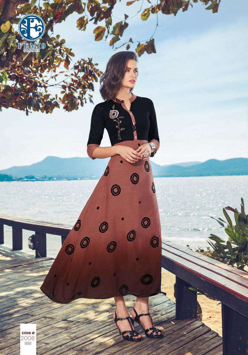 Femi9 Trends Fizzah Vol 2 Rayon Exclusive Party Wear Kurtis Collection