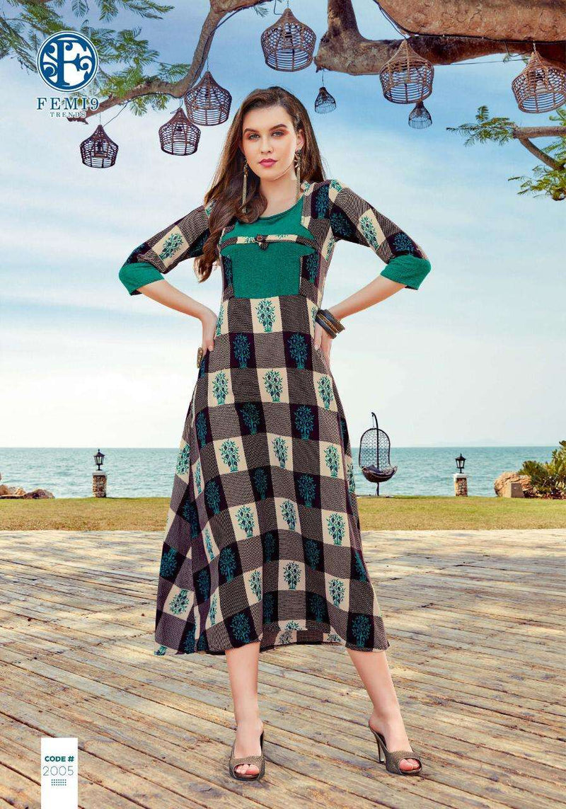 Femi9 Trends Fizzah Vol 2 Rayon Exclusive Party Wear Kurtis Collection