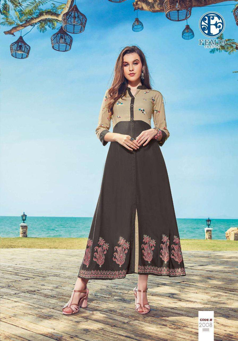 Femi9 Trends Fizzah Vol 2 Rayon Exclusive Party Wear Kurtis Collection