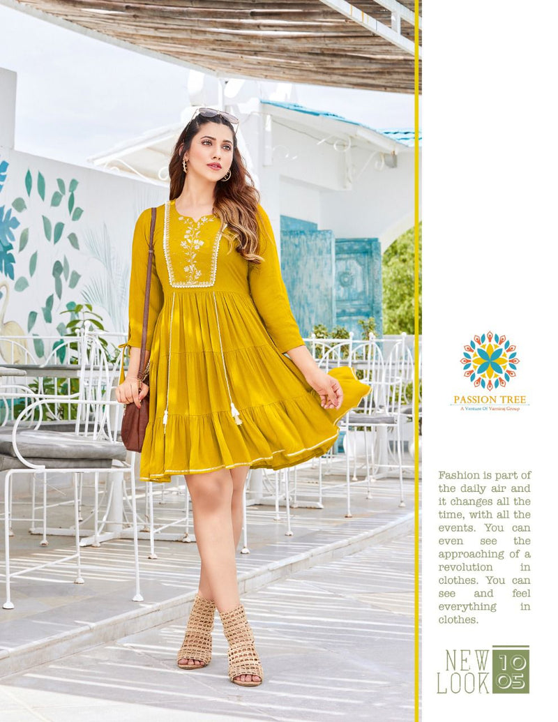 Passion Tree Flair Fly Vol 1 Rayon With Fancy Work Western Stylish Designer Casual Wear Kurti