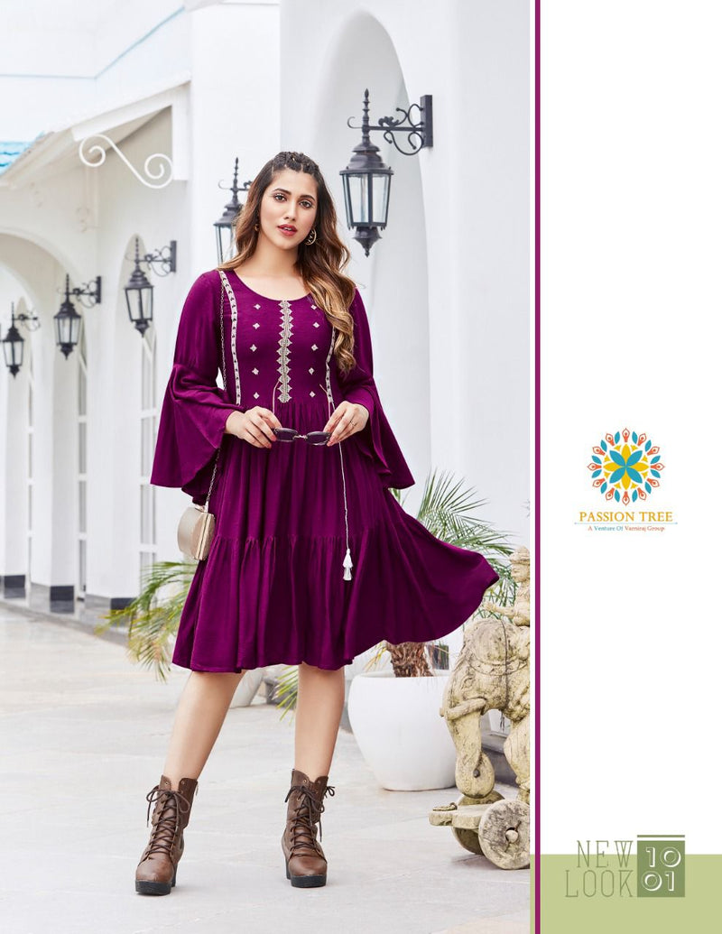 Passion Tree Flair Fly Vol 1 Rayon With Fancy Work Western Stylish Designer Casual Wear Kurti