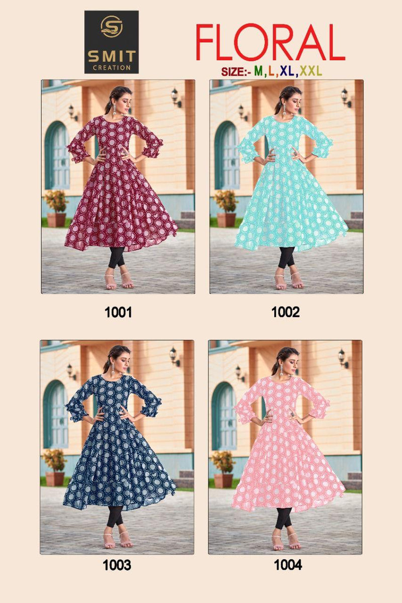 Poonam Floral Georgette With Printed Work Stylish Designer Fancy Wear Kurti