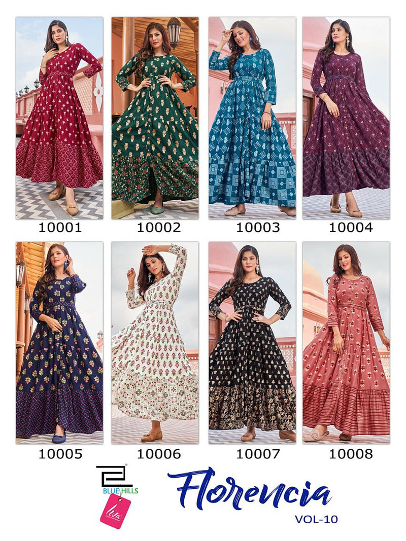 Blue Hills Florencia Vol 10 Rayon With Fancy Work Stylish Designer Fancy Long Gown