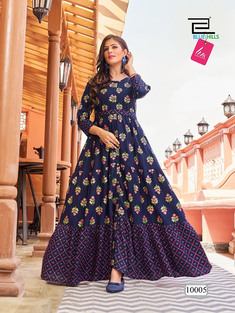 Blue Hills Florencia Vol 10 Rayon With Fancy Work Stylish Designer Fancy Long Gown