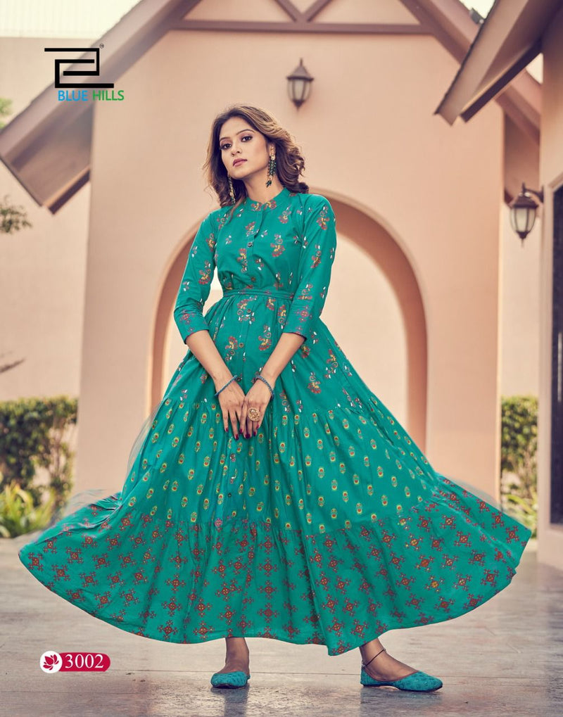 Blue Hills Florencia Vol 3 Cambric Cotton Gown Style Party Wear Kurtis