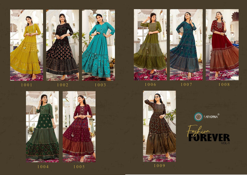 Aradhna Forever Vol 1 Rayon With Fancy Work Stylish Designer Attractive Look Long Kurti