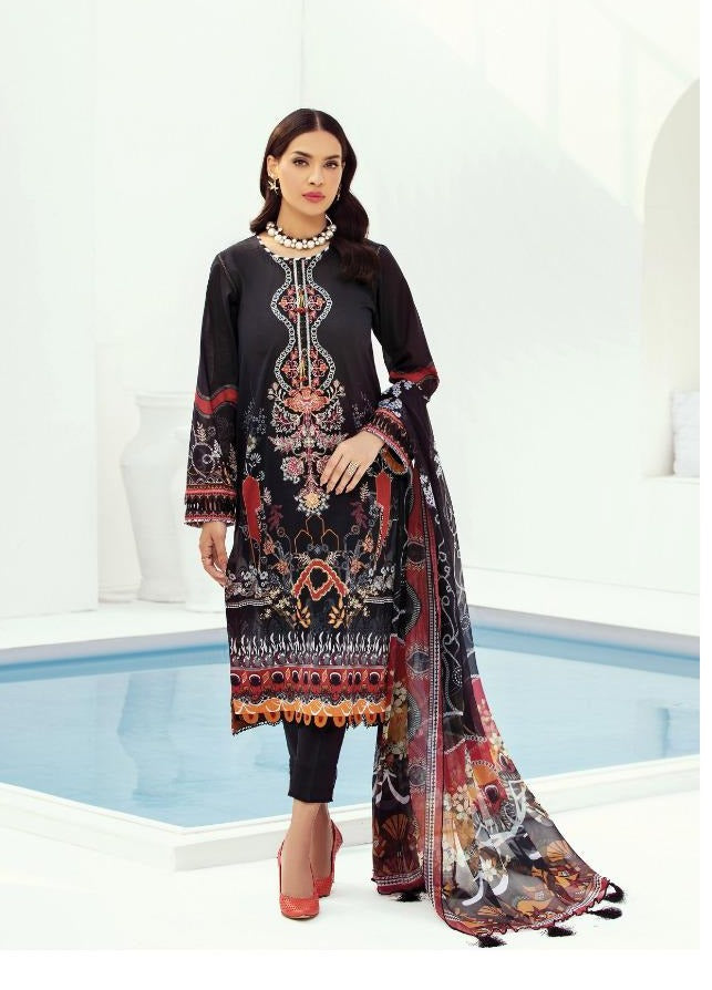 Fair Lady Baroque Farasha Chiffon Dupatta Jam Satin Salwar Suit