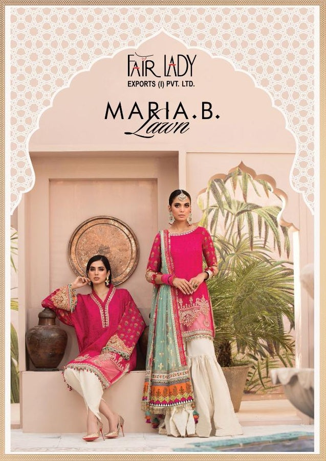 Fair Lady Maria B Lawn Cotton Printed With Heavy Big Embroidery Work Patch Wedding Wear Pakistani Salwar Kameez