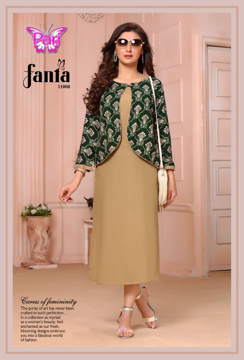 Fanta Vol 11 By Pari Rayon With Foil Printed Attractive Look Fancy Wear Kurtis With Coti