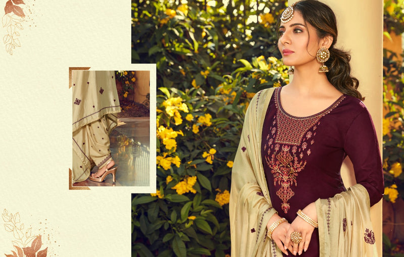 Kalaroop Fashion Of Patiyala Vol 30 Readymade Salwar Suits In Jam Silk Cotton