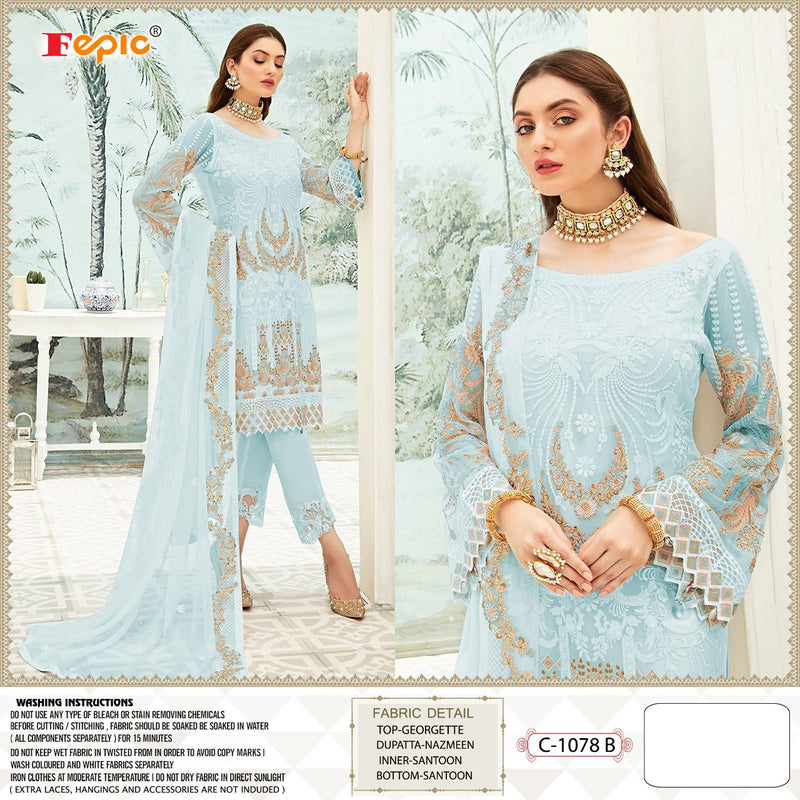 Fepic D No 1078 B Georgette With Embroidery Work Gorgeous Look Salwar Kameez