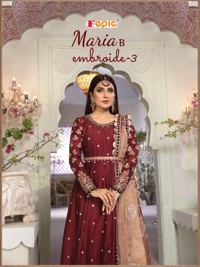 Fepic Maria B  Embroide Vol 3 Butterfly Net  Heavy  Embroiderd Salwar Kameez