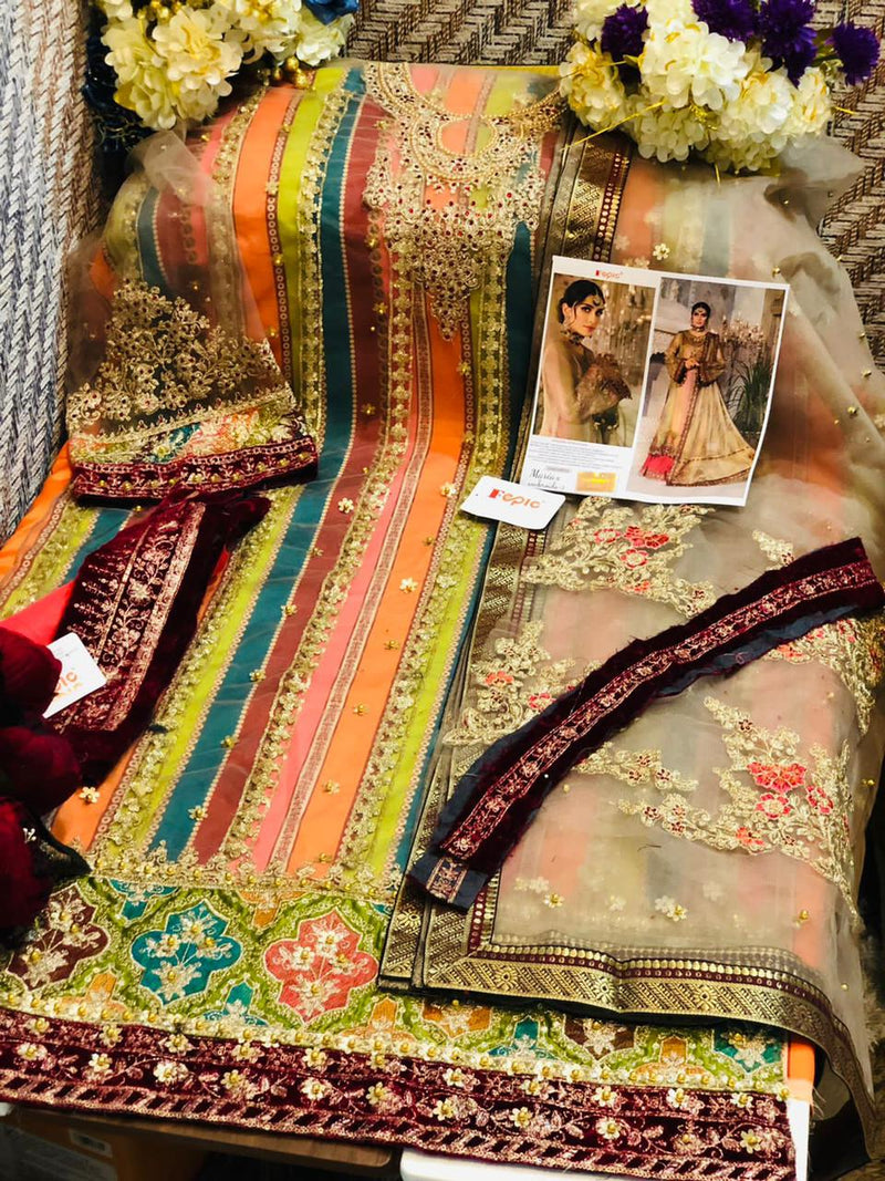 Fepic Maria B  Embroide Vol 3 Butterfly Net  Heavy  Embroiderd Salwar Kameez