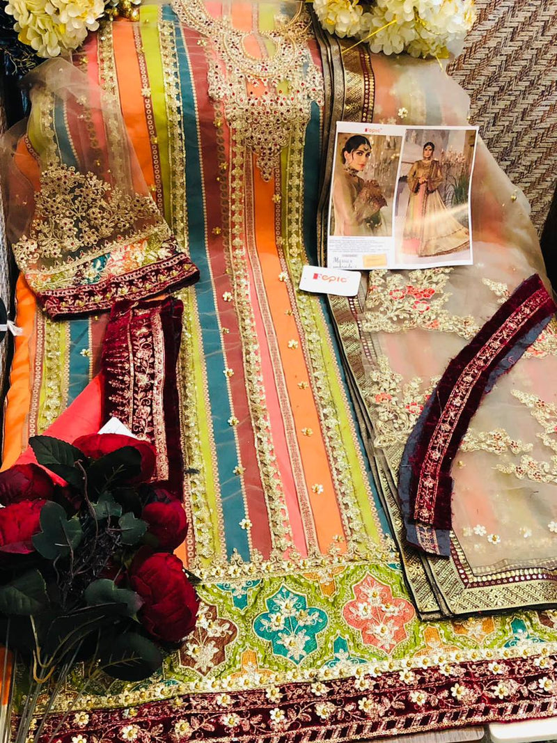 Fepic Maria B  Embroide Vol 3 Butterfly Net  Heavy  Embroiderd Salwar Kameez