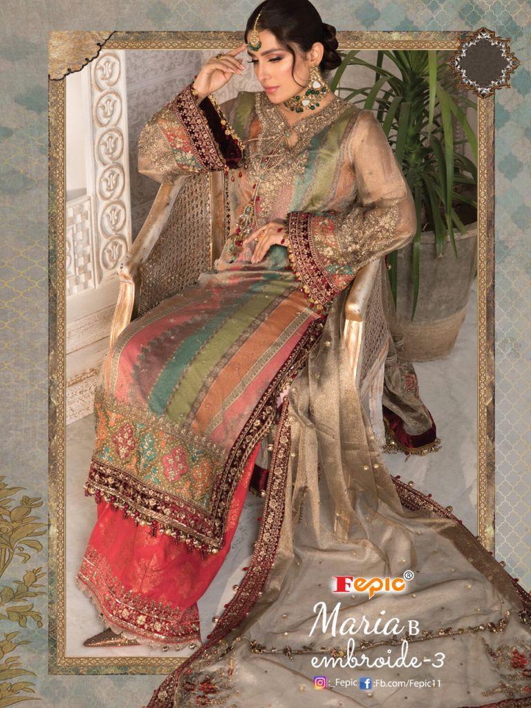 Fepic Maria B  Embroide Vol 3 Butterfly Net  Heavy  Embroiderd Salwar Kameez