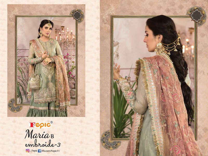 Fepic Maria B  Embroide Vol 3 Butterfly Net  Heavy  Embroiderd Salwar Kameez