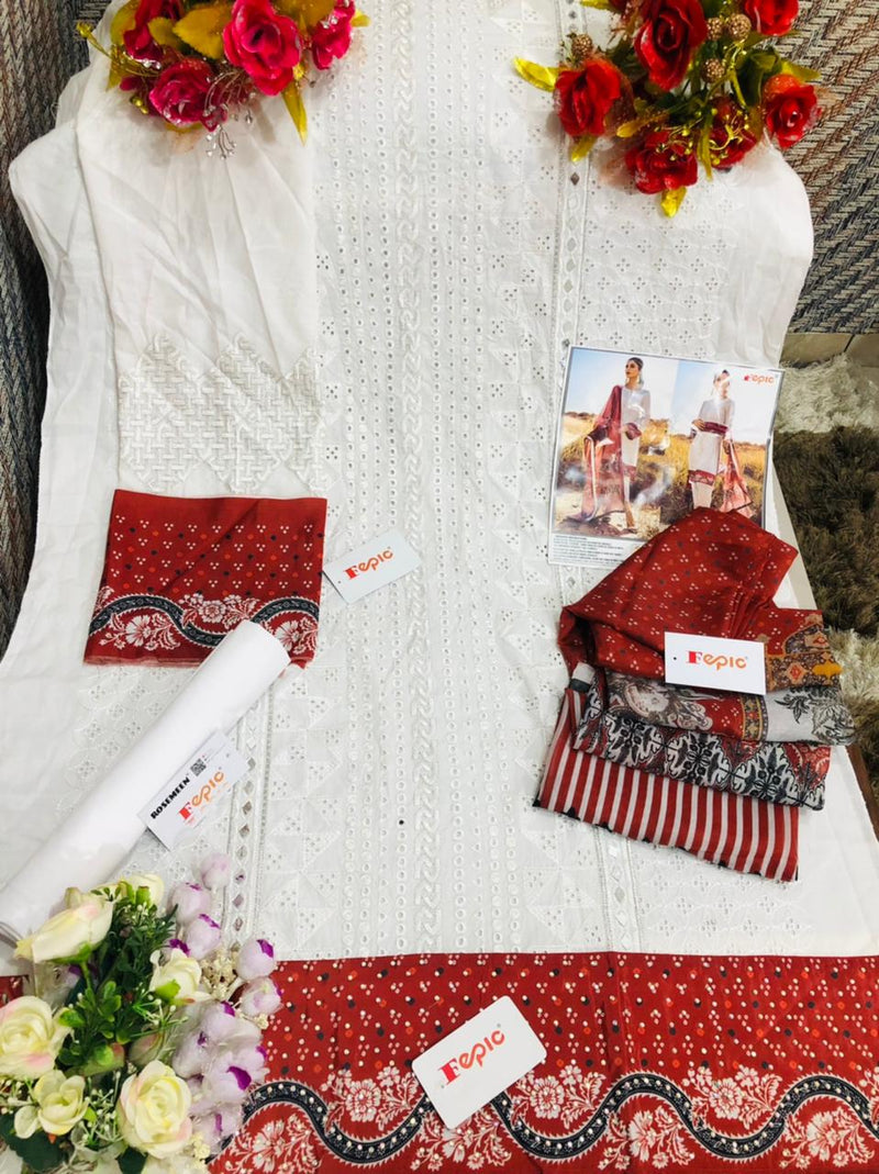 Fepic Rosemeen 2116 Pure Cotton With Heavy Embrodery Work Exclusive Designer Pakistani Salwar Kameez