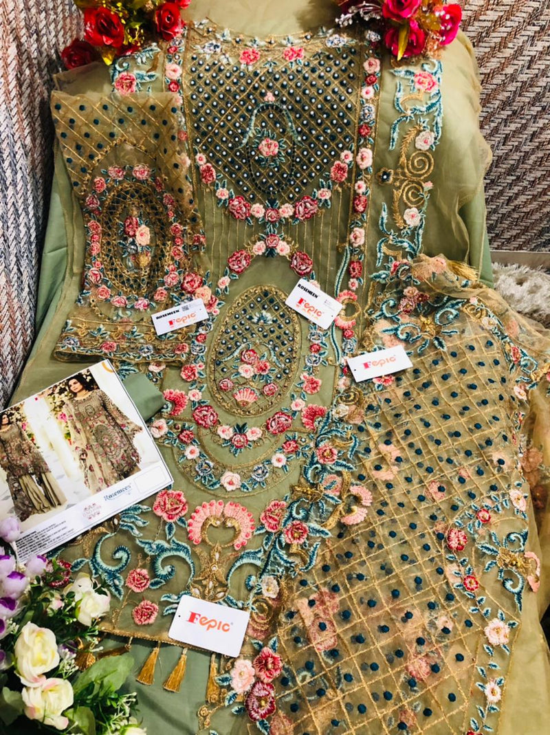 Fepic Rosemeen 91004 Net Embroidered Handwork Pakistani Singles Collection