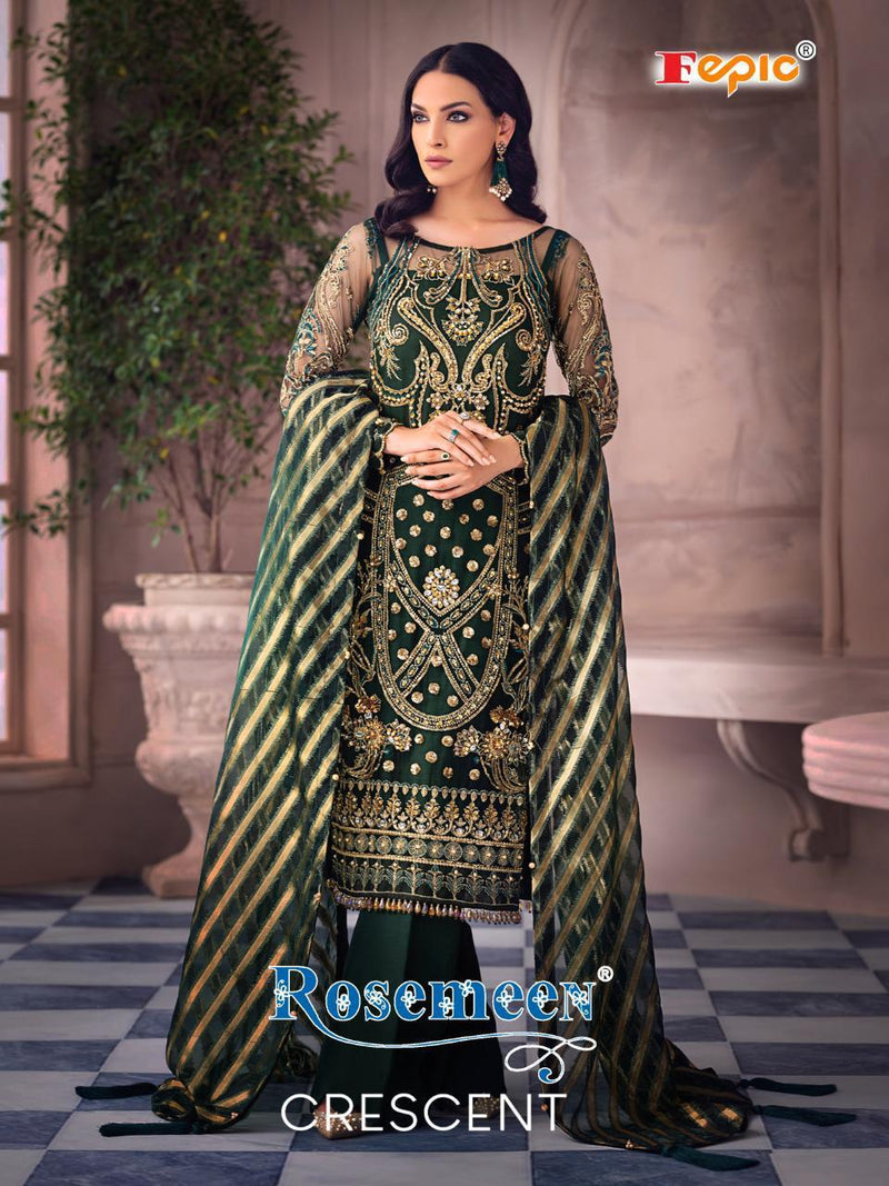 Fepic Rosemeen Cresent Georgette Net Embroidery Handwork Pakistani Salwar Kameez