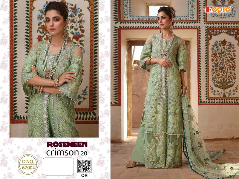 Fepic Rosemeen Crimson 20 67004 Net Heavy Embroidery Work Exclusive Fancy Salwar Suits With Dupatta
