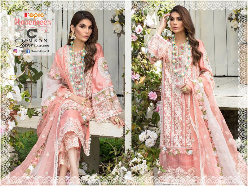 Fepic Rosemeen Crimson Lawn Collection Cotton With Embrodiery Work Heavy Party Wear Salwar Kameez
