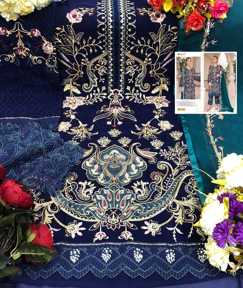 Fepic Rosemeen D 5178 Georgette Embroidered Handwork Salwar Kameez