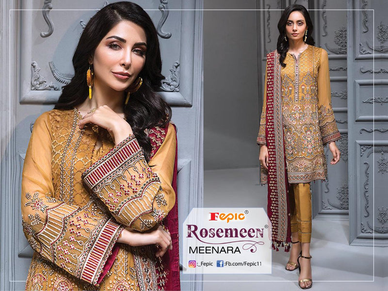 Fepic Rosemeen Meenara Fox Georgette Pakistani Designer Partywear Salwar Kameez