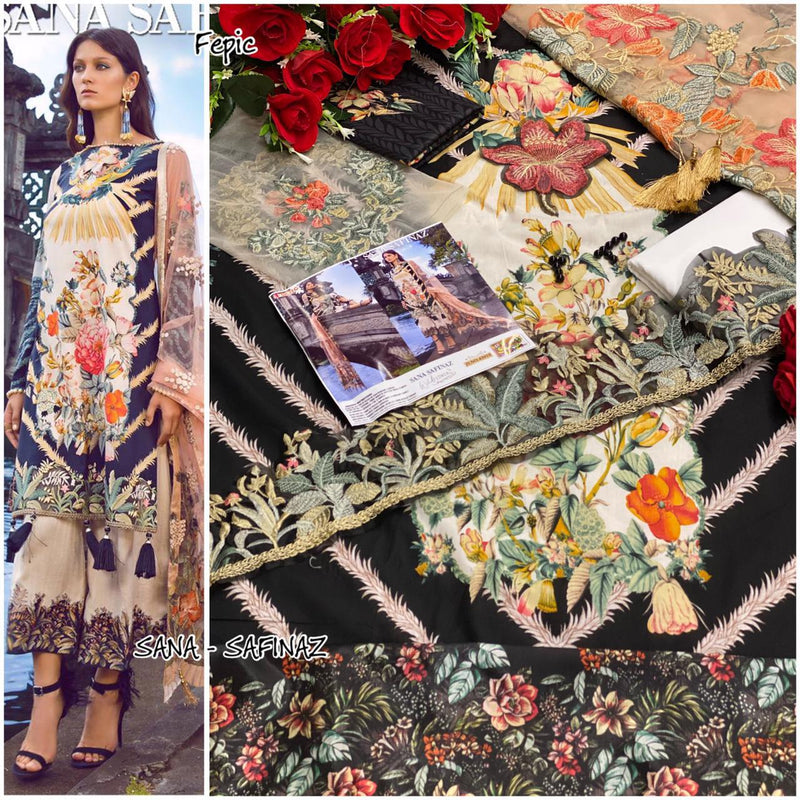 Fepic Rosemeen Sana Safinaz Wild Flower D No 43010 Cambric Cotton With Embroidery Work Exclusive Pakistani Salwar Suits