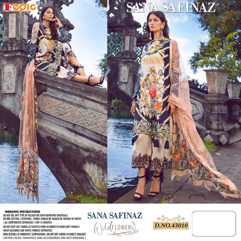 Fepic Rosemeen Sana Safinaz Wild Flower D No 43010 Cambric Cotton With Embroidery Work Exclusive Pakistani Salwar Suits